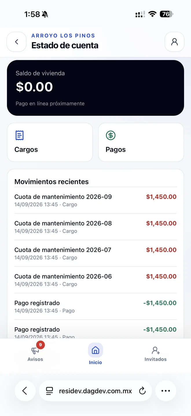 Estado de cuenta del residente